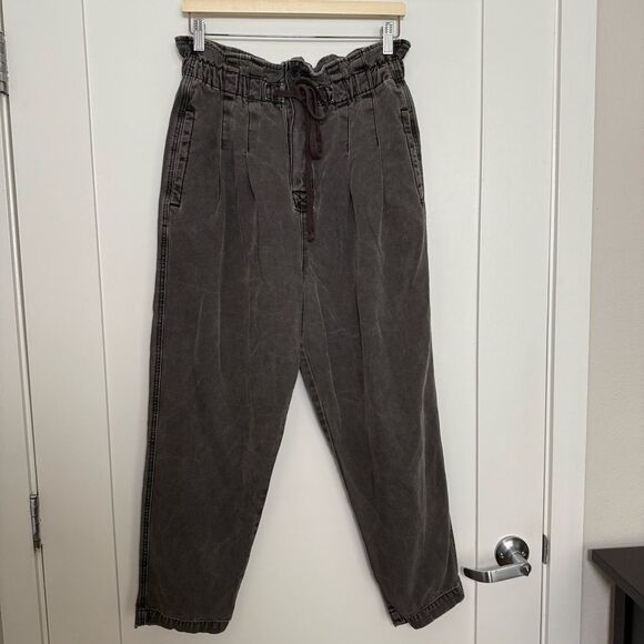 Free People Womens Margate Pleated Trouser Pants Size M Dark Gray Boho Casual - Picture 1 of 13